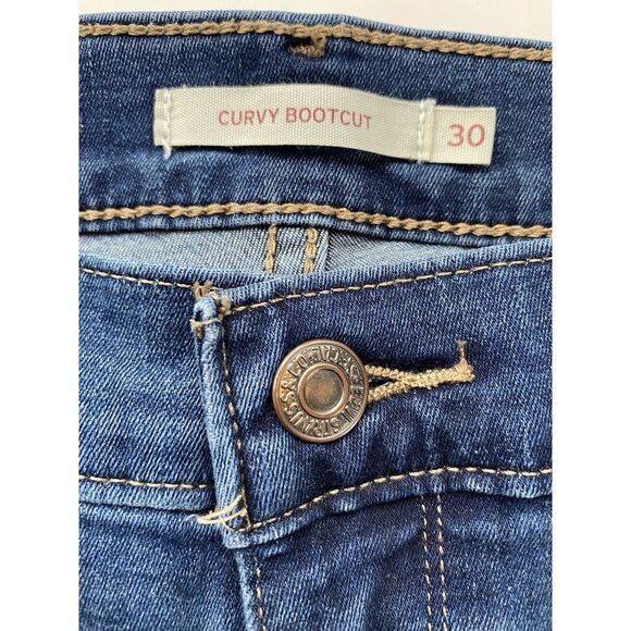 Levi's Curvy Bootcut Women's Mid Rise Blue Denim Jeans size 30x30 - Picture 9 of 10